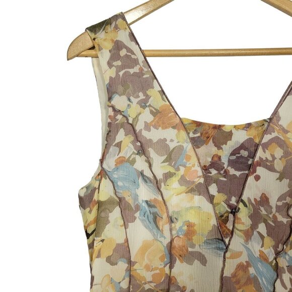 Sundance Women's Evelyn 100% Silk Crepe Slip Dress Watercolor Print Size 12 - Picture 3 of 12